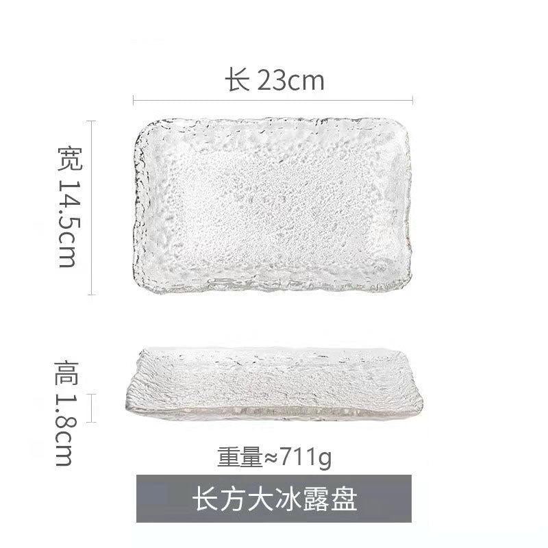 Japanese crystal glass plate high value tableware sushi dish rectangular tray dessert fruit plate wholesale