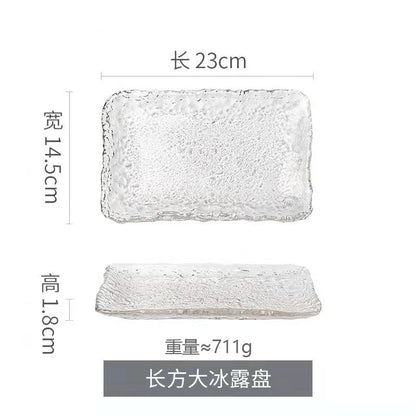 Japanese crystal glass plate high value tableware sushi dish rectangular tray dessert fruit plate wholesale