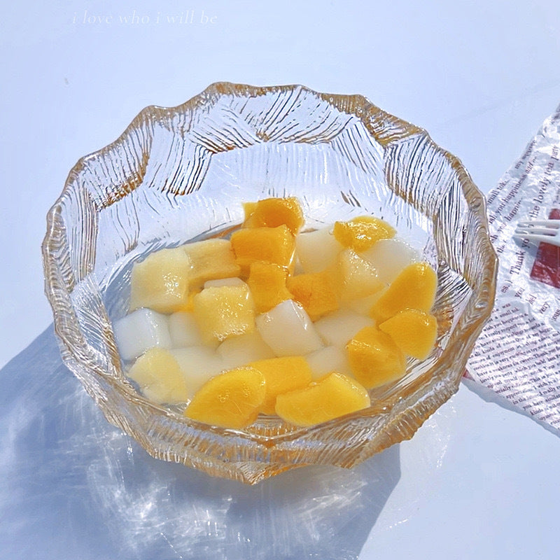 Japanese Snow Well Tea Wash Crystal Glass High Value Salad Bowl Living Room Household Fruit Dessert Bird's Nest Bowl Premium Sense