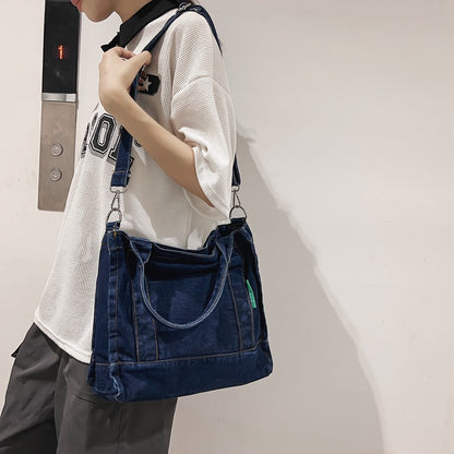 Denim Big Bag for Women  New Fashion Artistic Casual Canvas Bag Large Capacity School Bag for College Students