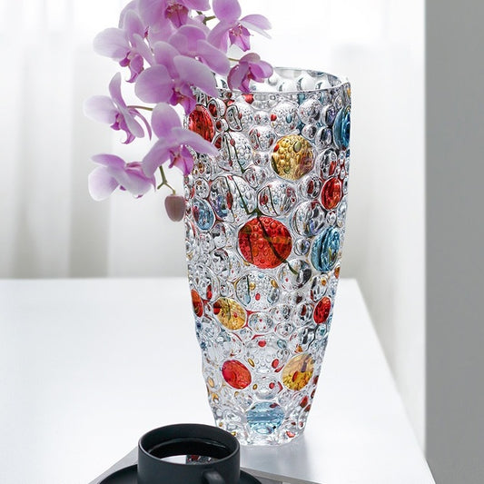 Czech hand-painted bead-point painted vase flower arrangement high-end light luxury ornament crystal glass candy jar water cup wholesale