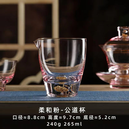 Chinese handmade light luxury cover bowl gold foil fair cup glass tea cup kung fu tea set gifts master cup wholesale