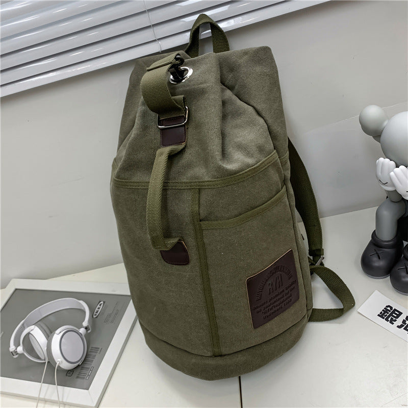 Fashion Men's Bag Large Capacity Travel Backpack Men's and Women's Outdoor Travel Sports Water Bucket Backpack Trend Canvas Schoolbag