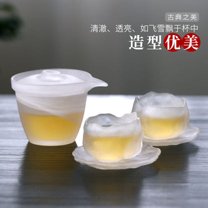 Frozen roasted glass cup set Personal special Japanese kung fu tea set Tea cup Glass tea cup Crystal small teacup