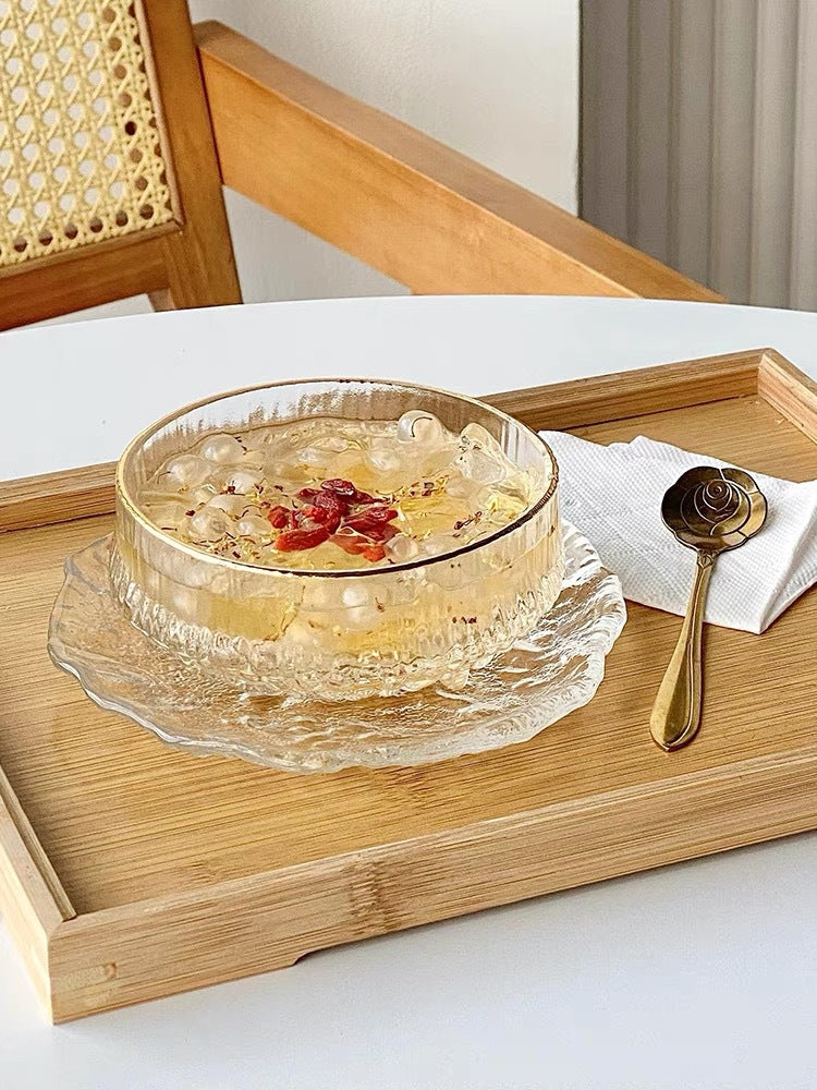 High-value dessert bowl glass bowl fruit yogurt crystal bird's nest dish set exquisite breakfast dish salad bowl