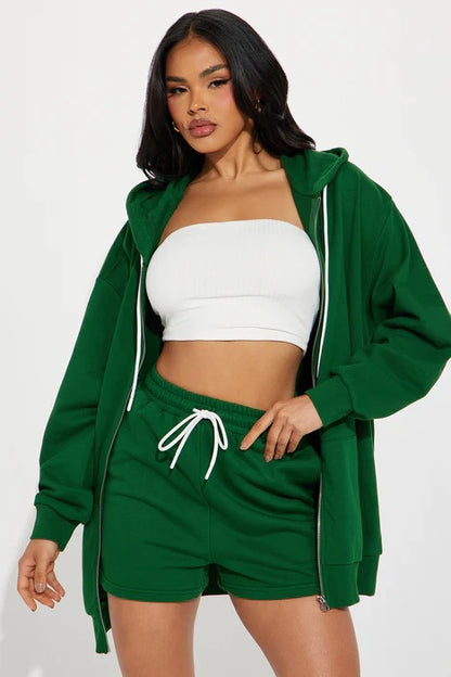 SEALBEER 2025 2025 sports suit women's New autumn new BF Harajuku casual loose and thin hooded sweater shorts two-piece set