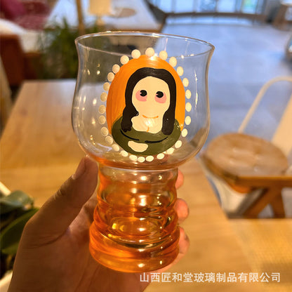 Hand-painted juice cup, beer cup, glass ins high-end water cup, household cute cup, high value in summer