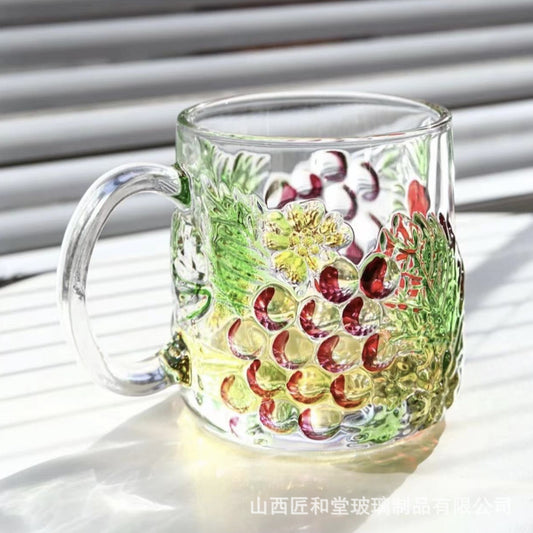 Stained glass water cup female thickened crystal handle cup handmade painted beer cup household high value juice cup