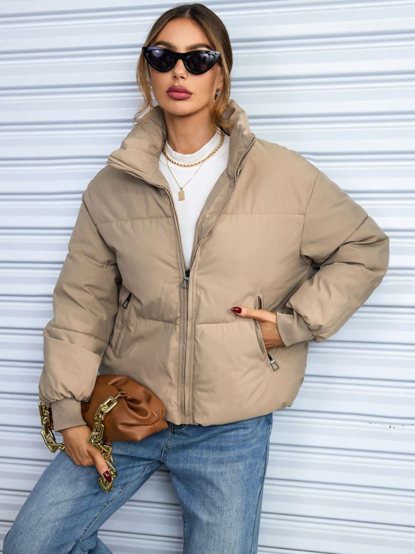 2024 foreign trade short thickened down cotton clothes women's winter stand-up collar small bread clothes European and American ins jacket tide