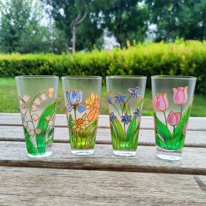 High value crystal glass lily of the valley female cup creative wine glass three-dimensional hand-painted flower juice milk cup wholesale