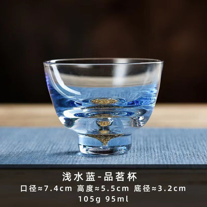 Chinese handmade light luxury cover bowl gold foil fair cup glass tea cup kung fu tea set gifts master cup wholesale