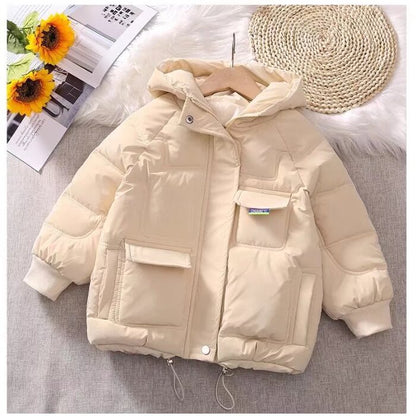 Girls' cotton-padded clothes winter 2023 new foreign style medium and large girls thickened down cotton-padded clothes girls' older children's hooded cotton-padded jacket winter