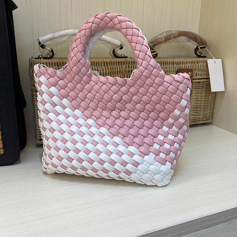 SEALBEER Vegetable basket bag, woven bag, small mini bucket, one shoulder oblique span bag, exquisite and cute, high-end hand bag.