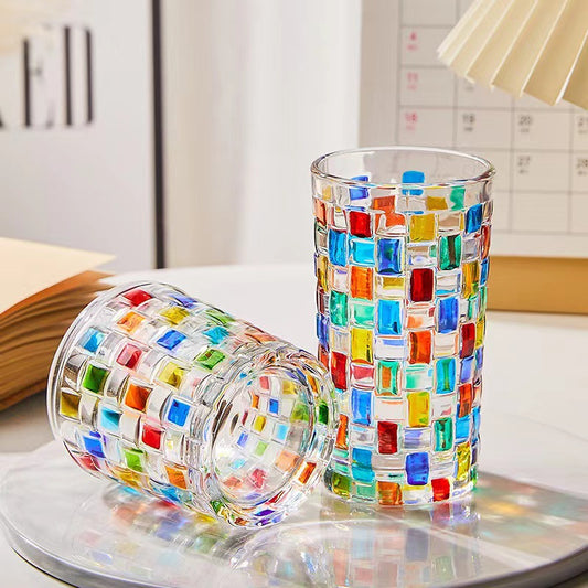 Thickened crystal glass candy jar, colored woven fruit plate, high value hand-painted glass, water cup wholesale