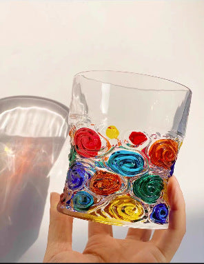 Italian hand-painted crystal glass mouthwash cup high value whiskey creative color woven water cup