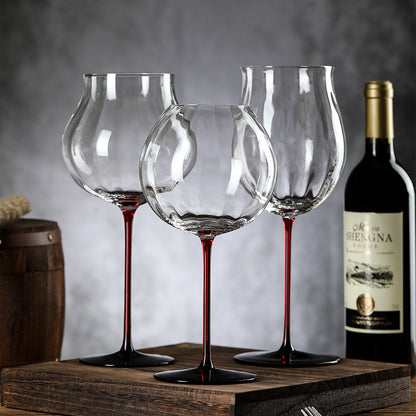 Spot crystal glass red rod black background red wine glass large capacity goblet apple cup set handmade cup wholesale