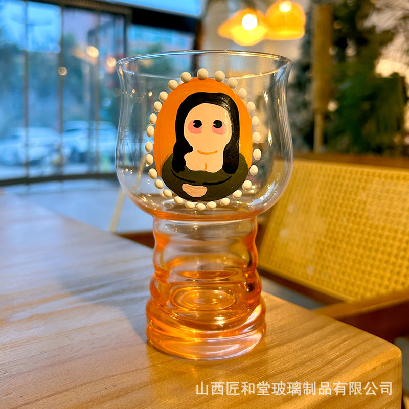 Hand-painted juice cup, beer cup, glass ins high-end water cup, household cute cup, high value in summer