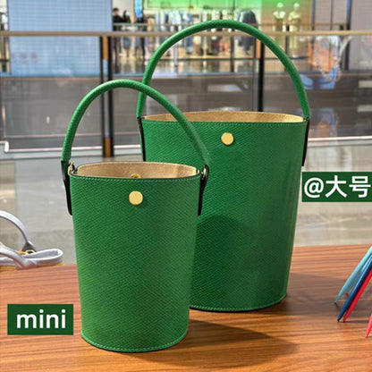 SEALBEER 2025 new Fa Cai mini bucket bag palm pattern cowhide fashion single shoulder oblique span portable casual leather women's bag