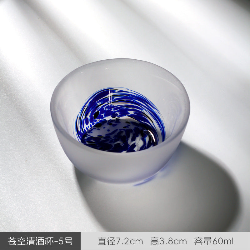 Japanese-style Tsugaru handmade small wine glass stained glass small glass sake fruit wine plum rice wine frosted cup one cup