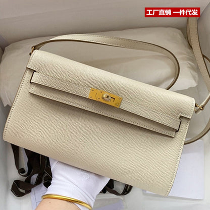 SEALBEER 2025 New Kelly Wallet Summer Fashion One Shoulder Oblique Span Hand Palm Pattern Cowhide Mini Lock Small Square Bag