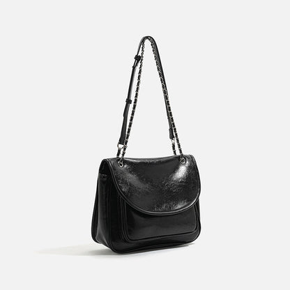 SEALBEER Niche design bag women's oil wax leather chain stray bag fashionable versatile shoulder bag high-end underarm bag women