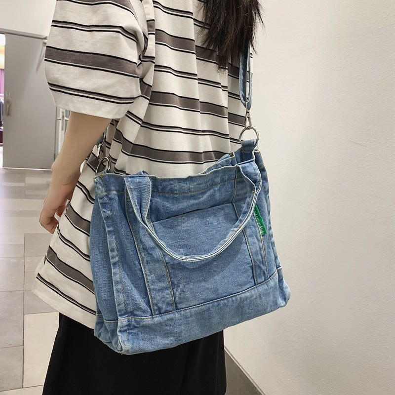 Denim Big Bag for Women  New Fashion Artistic Casual Canvas Bag Large Capacity School Bag for College Students