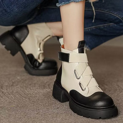 sealbeer Winter Women Platform Ankle Chelsea Boots New Mid Heels Shoes Chunky Motorcycle Boots Party Designer Gladiator Pumps