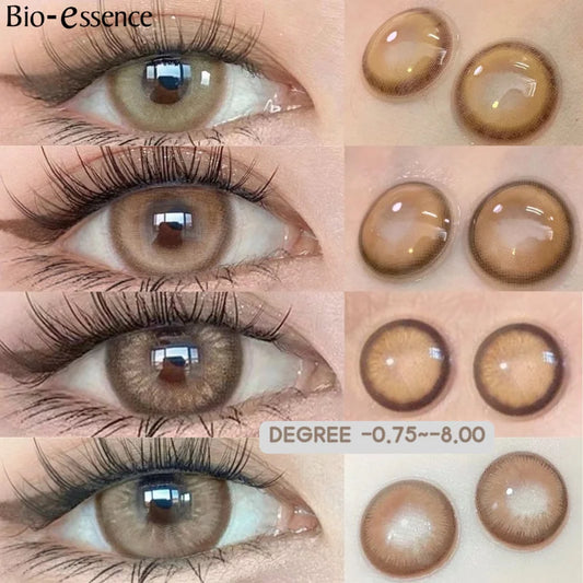 SEALBEER Bio-essence Colorcon 1 Pair Korean Lenses Colored Contact Lenses with Degree Myopia Lenses Brown Lenses Natural Eye Lenses