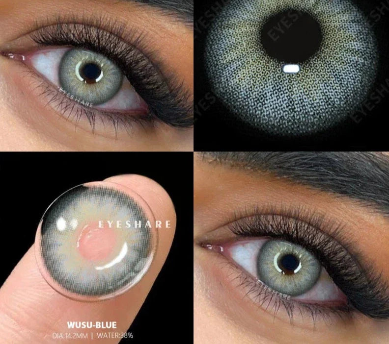 SEALBEER 2pcs New Colored Contact Lenses Fashion Yearly Green Eyes Lenses Natural Blue Eye Lenses Gray Pupils Lens