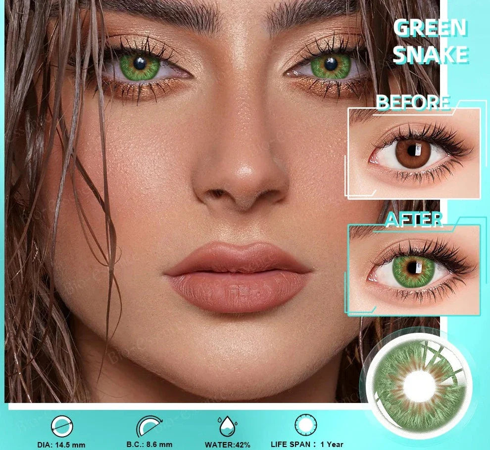 SEALBEER 1 Pair Colored Contact Lenses for Eyes Natural Lenses Beauty Blue Lenses Green Eye Contact