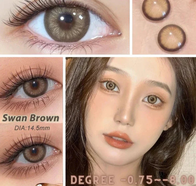 SEALBEER 1 Pair Korean Lenses Colored Contact Lenses with Degree Myopia Lenses Brown Lenses Black Eye Lens Fog Pearl Colorcon