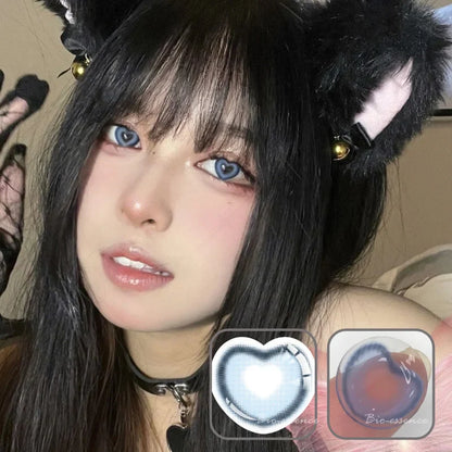 SEALBEER 1Pair Heart-shaped Lenses Colored Contact Lenses for Eyes Fashion Lenses Blue Lense Anime Lense Heart Lense