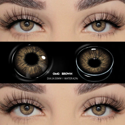 SEALBEER Brown Lenses 1 Pair Colored Contact Lenses for Eyes for Dark Eyes Natural Eye Contact Fashion Lenses 14/14.2/14.5mm