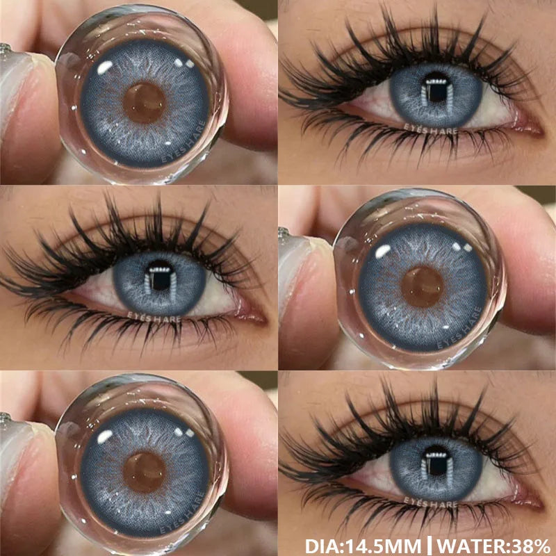 SEALBEER 1Pair Natural Colored Lenses for Eyes Fashion Blue Lenses Gray Contact Lenses Black Lense Colored Pupils for Eyes Yearly