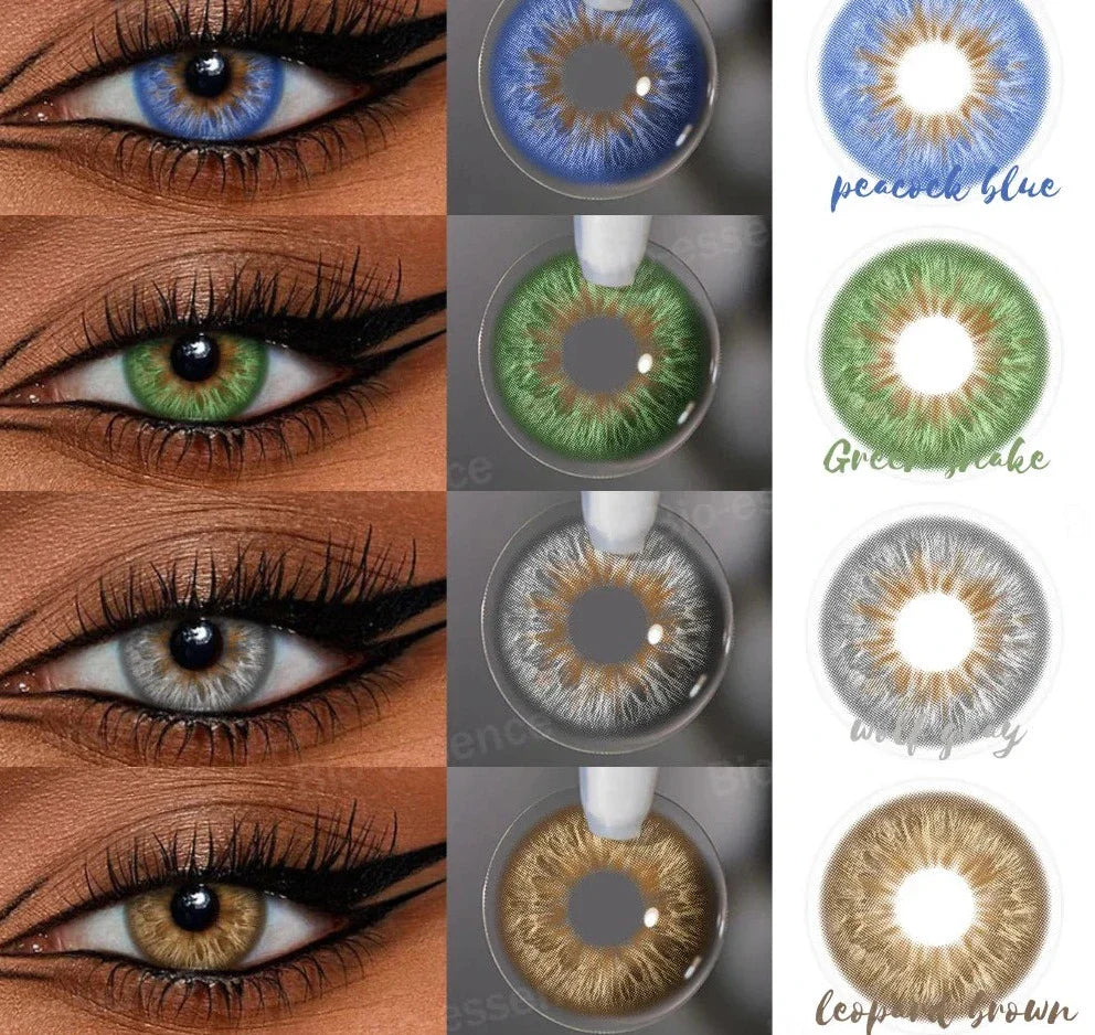 SEALBEER 1 Pair Colored Contact Lenses Natural Look Brown Eye Lenses Gray Contact Blue Lenses Green Eye Lenses 14.5mm Big Eye