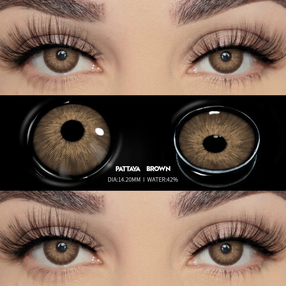 SEALBEER Brown Lenses 1 Pair Colored Contact Lenses for Eyes for Dark Eyes Natural Eye Contact Fashion Lenses 14/14.2/14.5mm