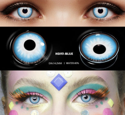 SEALBEER 1pair Halloween Cosplay Color Contacts Lenses For Eyes Blue Black Colored Lens Anime Yearly Beauty Makeup Contacts Lens