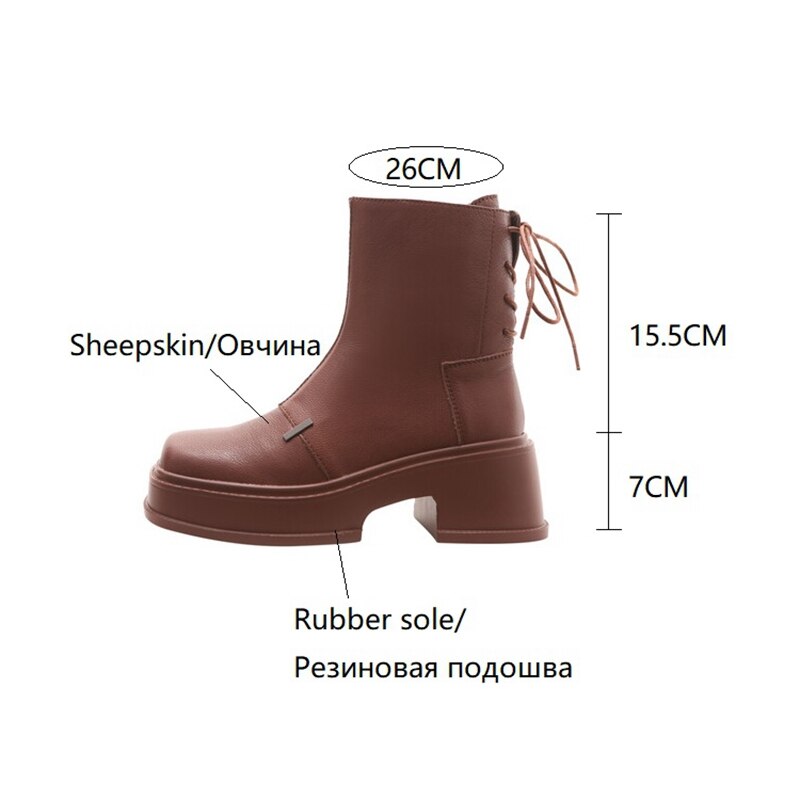 sealbeer  fashion inspo    NEW Fall Shoes Women Genuine Leather Boots Round Toe Chunky Boots for Women Casual Platform Boots Solid Zipper Ankle Boots Women