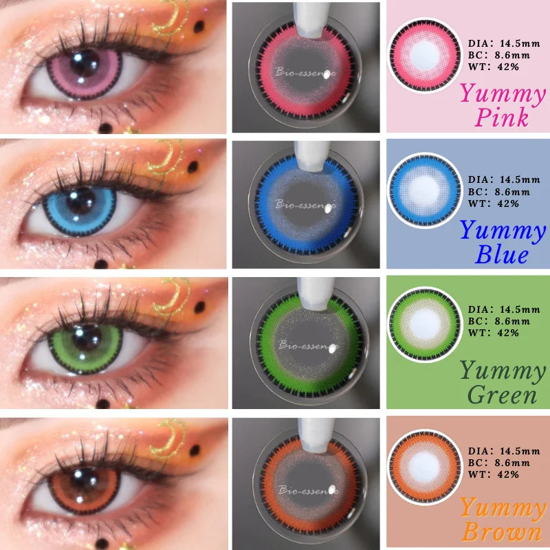 SEALBEER 1 Pair Color Contact Lenses for Eyes Blue Lense Pink Eye Lenses Fashion Lenses Beauty Makeup Yummy Eye Contact