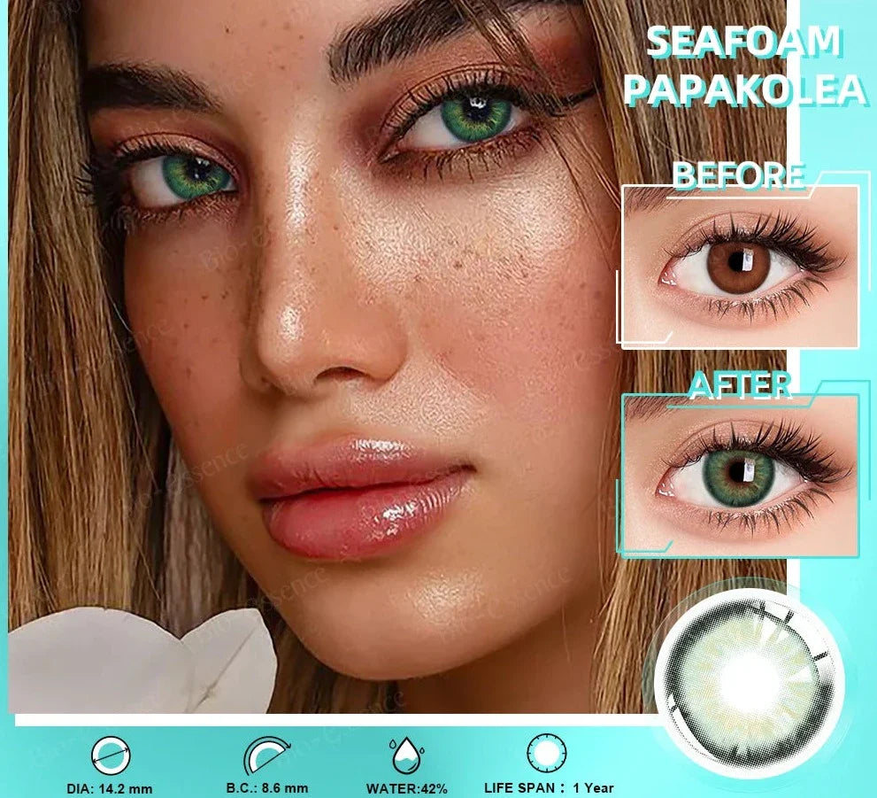 SEALBEER 1 Pair Colored Contact Lenses for Eyes Natural Lenses Beauty Blue Lenses Green Eye Contact