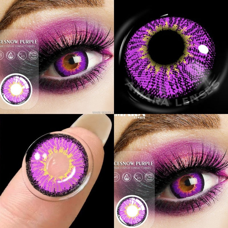 SEALBEER Color Contact Lenses For Eyes 2pcs Anime Cosplay Colored Lenses Blue Crazy Halloween Lenses Contact Lens Beauty Makeup