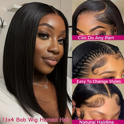 Bob Wig Human Hair Glueless 13x4 Lace Front Wigs Human Hair 10-16inch Pre Plucked HD Transparent Lace 150% Density Short Bob Wig for Women