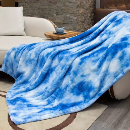 1pc Luxurious Tie-Dyed Faux Fur Fleece Lined Soft Throw Blanket - Ultra-Plush, Thick Print, and Cozy for Sofa, Couch, Bed, Camping, Travel, and Picnic - Perfect for Chilly Nights and Outdoor Adventures