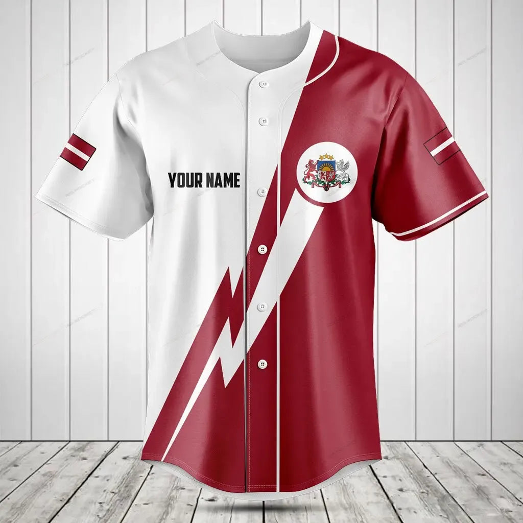 Customized Latvian Lightning Sports Baseball Jersey Shirt Unisex Short Baseball Jersey Men's Baseball Jersey New Style Launched