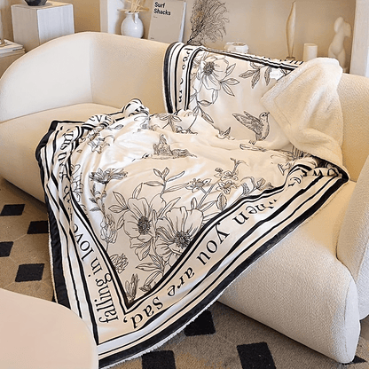 1pc Ultra-Soft and Cozy Floral Bird Print Blanket - Luxurious Throw for Travel, Sofa, Bed, and Office with Versatile Design, Perfect Gift for Boys, Girls, and Adults All Year Round