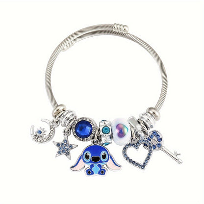 1 PC Exquisite Disney Stitch Enchanting Bracelet - Durable Zinc Alloy, Fashionable Anime Design, Unique Statement Jewelry, Officially Certified, Timeless Gift for Disney Fans, Perfect Accessory for Her, Everyday Wear, Novelty Collectible