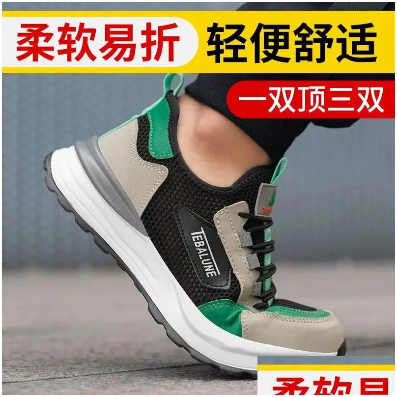 Safety Shoes Plastic Toe Caps Summer Breathable Work Osite Indestructible Boots Sports Lightweight Mens Drop Delivery Accessories Spec Dhm8I