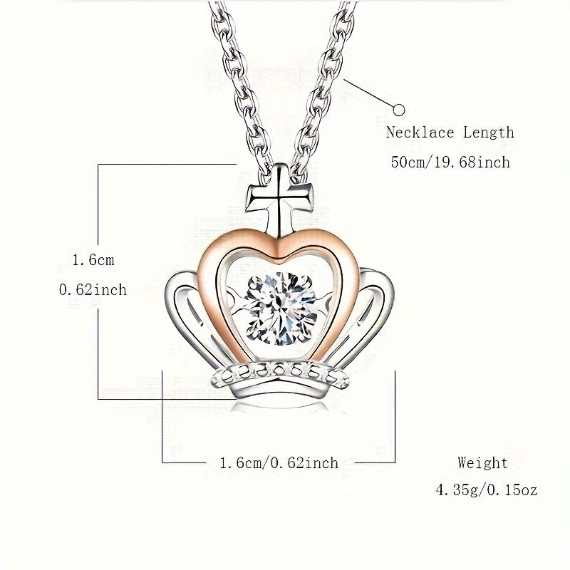 Royal Sparkle Crown Pendant Necklace - A Heartfelt Gift Set for Daughters - Luxurious Box & Greeting Card - Perfect for Christmas, Birthday & Holidays