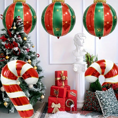 A set of 6 Christmas inflatable hanging balloons, plastic 27" holiday flower theme decorations, suitable for indoor and outdoor use, no power required