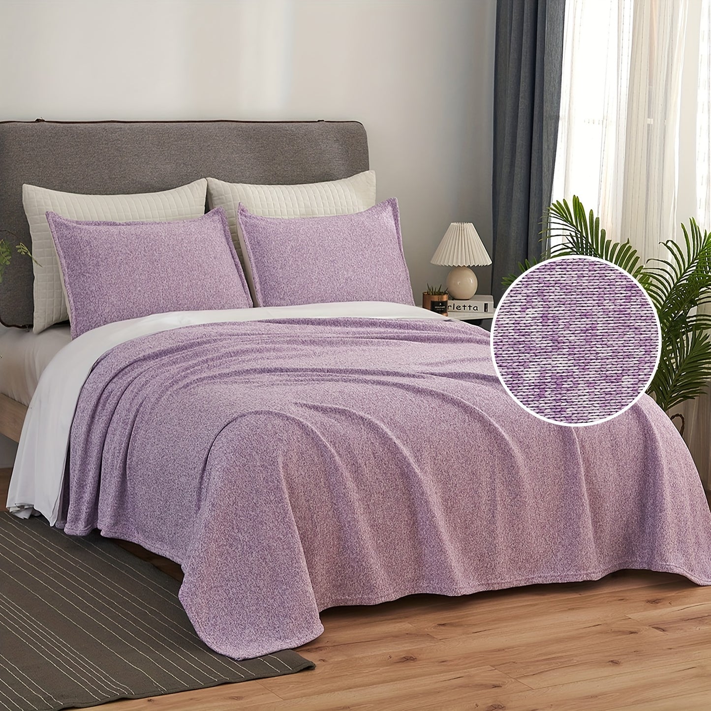 2/3pcs Soft and Breathable Knit Blanket Set for Bedroom and Living Room - Includes 1 Blanket and 1/2 Pillowcase